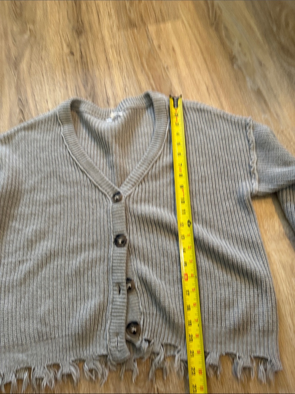 Women's Gray Distressed V-Neck Button Cardigan Sweater Maurices - Picture 3 of 6